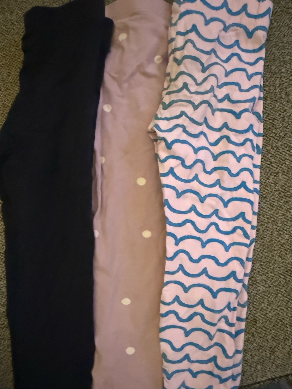 Kids Pink & Blue Wave Print, black, and mauve Leggings - Soft Stretch Bottoms